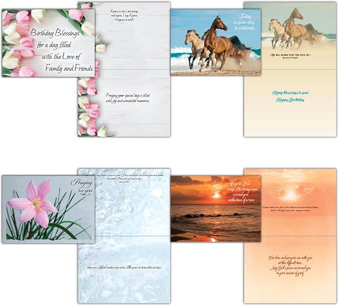 48 All Occasion Religious Greeting Cards Value Pack 1,King James Version Scriptures,Faith Based Greeting Cards,Assorted Designs including Religious Birthday, Thinking of You Cards