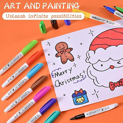 Permanent Markers Assorted Colors Set, 12 Colored Markers 84 Pack, Fine Point，Works on Wood, Plastic, Metal, and More, for Adults, Artist, Taecher, Kids