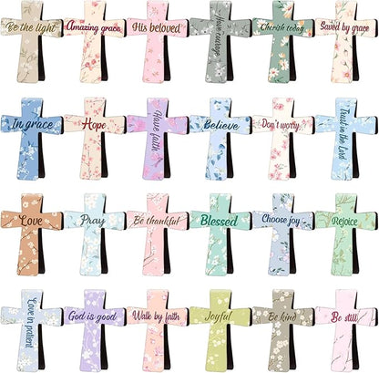 48 Pcs Magnetic Bookmarks Christmas Bible Gift Christian Scripture Inspirational Book Marks Bible Verse Cross Bookmark Magnetic Page Clips for Women Men School Reading Gifts(Floral Style)