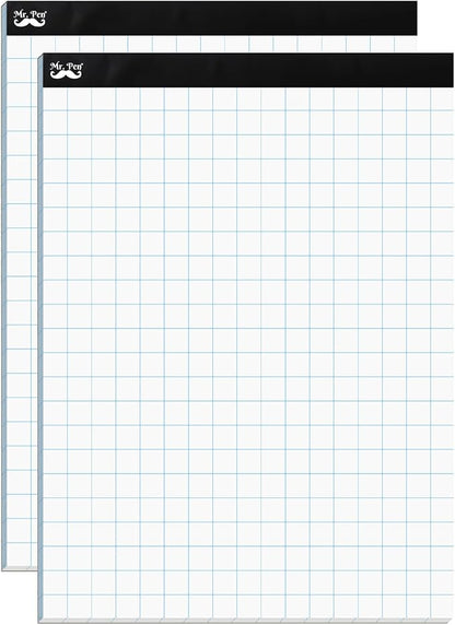 Mr. Pen- Graph Paper, 2 Pack, 8.5"x11", 2x2 (2 Squares per inch), 55 Sheets/Pad, Graphing Paper, Grid Paper Pad, Math Graph Paper Pad, Drafting Paper, Computation Pads, Square Paper, Math Paper