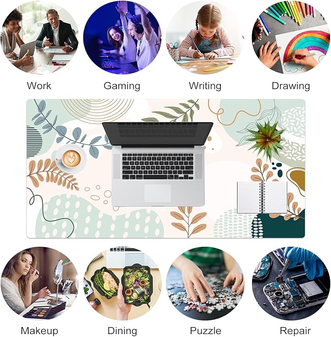 Colorful Star Minimalist Large Mouse Pad, Abstract Botanical Waterproof Desk Mat, Boho Computer Gaming Mouse Pad, XXL Full Desk Mousepad Non Slip Writing Pad for School Office Home 31.5" x 15.7"