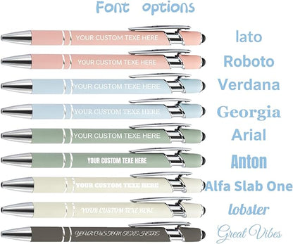 Up to 480 Pcs Personalized Pens in Bulk, Custom Metallic Printed Name Pens with Black Ink, Customized Pens Bulk with Stylus-Great Gift Ideas(Morandi 6 Color)