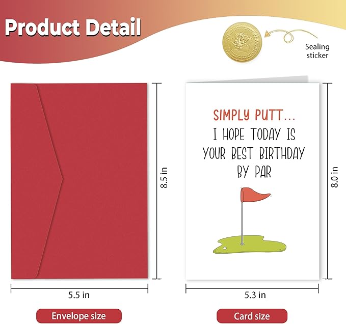 Funny Golf Birthday Card for Men, Happy Birthday Card for Golf Lover, Humorous Birthday Cards for Dad Husband Boyfriend Fiance, I Hope Today Is Your Best Birthday By Par