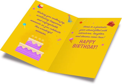 Prime Greetings Niece Happy Birthday Card, Made in America, Eco-Friendly, Thick Card Stock with Premium Envelope 5in x 7.75in, Packaged in Protective Mailer