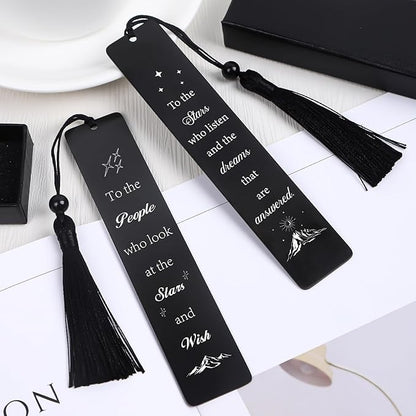 Fantasy Metal Bookmark Gift - 2Pcs Pretty Bookmarks with Tassels for Women Cool Star Book Marks Gifts for Men Motivational Book Mark for Book Lovers Teacher Bookmarks Appreciation Gifts