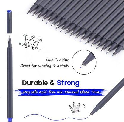 iBayam Journal Pens Fine Point Markers Fine Tip Drawing Pen Porous Fineliner Pens for Journaling Writing Note Taking Calendar Coloring Art Office School Supplies, Blue Ink,18-Pack (Blue)