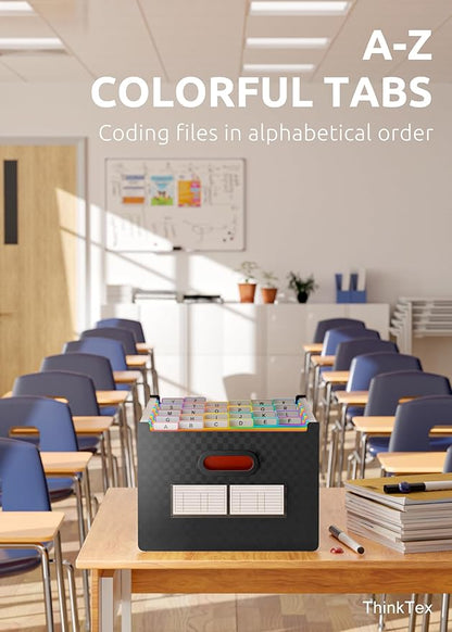 ThinkTex 26 Pockets Expanding File Folder, Upright & Open Top, A-Z Colorful Tabs, Larger Capacity Accordian Folder, Letter/A4 Size for School, Home and Office
