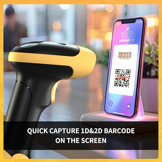 Handheld USB 1D 2D Barcode Scanner Reader for Computers, NetumScan Handheld Wired Automatic QR Bar Code Scanners for Mobile Payment, Store, Supermarket, Warehouse