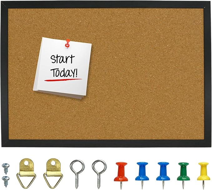 OWLKELA Cork Bulletin Board 17.7"X 13.3", Notice Pin, Ideal for Office & Home Decor, School Message or Vision