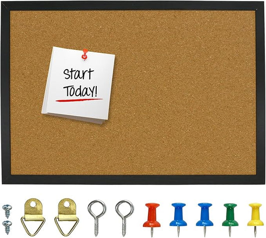 OWLKELA Cork Bulletin Board 17.7"X 13.3", Notice Pin, Ideal for Office & Home Decor, School Message or Vision