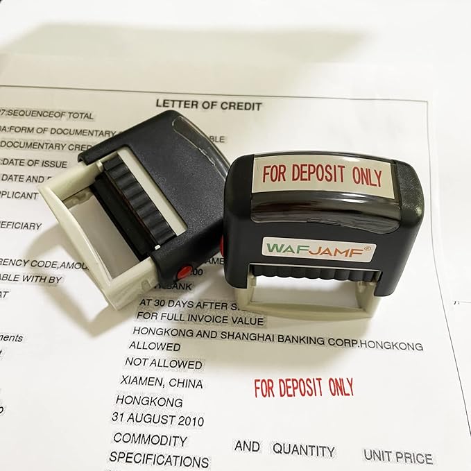 WAFJAMF for Deposit Only Stamp – Self Inking Rubber Stamp Office Stamp Message Stamp Red Ink-Medium