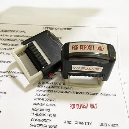 WAFJAMF for Deposit Only Stamp – Self Inking Rubber Stamp Office Stamp Message Stamp Red Ink-Medium