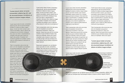 Book Weight Page Holder Heavy Genuine Leather Book Open Holder for Men Women Cookbook Weighted Bookmarks Gift for Writer Reader (BPH02-Black)