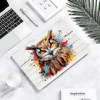 Compatible with 15 Inch MacBook Air A2941 M2 2023, Funny Colorful Owl Hard Plastic Shell Cover Case