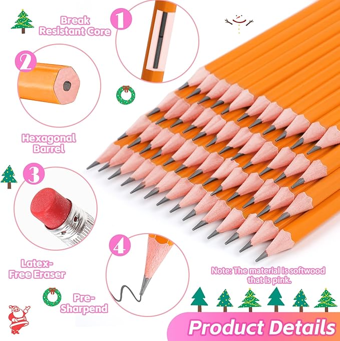 50 Pack Pre-Sharpened #2 Pencils with Erasers, Bulk Valentines Wood Pencils, Number 2 pencils for School Classroom Teacher Supplies, Easter Basket Stuffers, No 2 HB Pencils for Kids Drawing Sketching