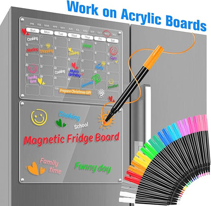 24 Liquid Chalk Markers 12 Colors for Acrylic Calendar Planning Boards Glass Dry Erase Board Whiteboard Wet Erase Markers for Window Mirror, 1mm Fine Points, for Glass Window Halloween Painting