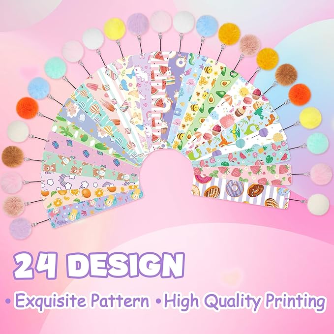 Outus 24 Pcs Kids Bookmarks with Pendant, Cute Bookmarks for Kids, Bookmarks Gifts Bulk for Girls, Women, Teens, Bookmarks with Rulers, Christmas Party Favors School Classroom Reading Presents