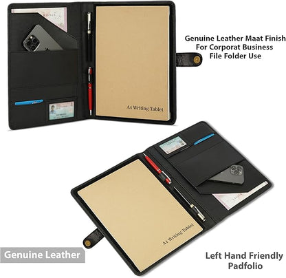 TheAntiq Leather Portfolio Organizer - Professional Business Padfolio for Men & Women, Stylish Resume Folder, A4/Letter Size Document Holder, Legal Pad Folio, Executive Black Leather Business Folder