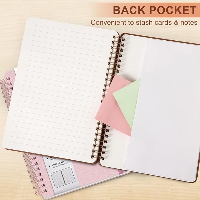 ABERLLS Brown Lined Spiral Journal Notebook with 160 Pages, 8×5.7in, A5 Spiral Notebook, Journaling Notebooks for Work, School, Women, Men, College Ruled Spiral Notebook, Hardcover Leather Journals