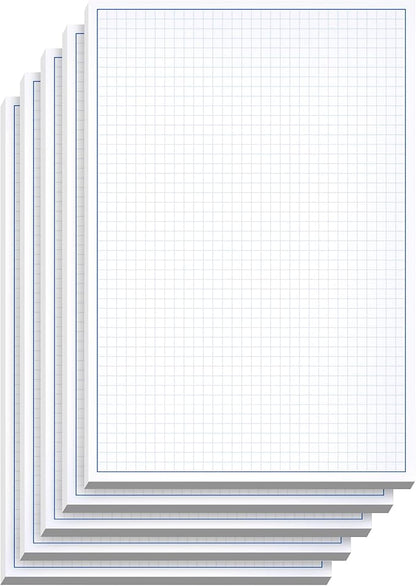 Graph Paper Pad for Blueprint Drawings, Drafting, Engineering Drawing, and Planning - Graph Paper 8.5x14 Blueprint Quadrille Grid Paper Pads with Blue Lines, High Brightness 50 Sheets (5-Pack)