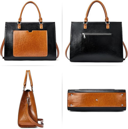 Telena Laptop Tote Bag for Women, 15.6 Inch Shoulder Tote Bag Leather Briefcase for Women, Large Capacity Handbag Bags