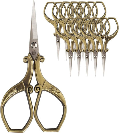 JubileeYarn Chinese Wing & Cloud Embroidery Craft Scissors - Bronze - 10 Scissors