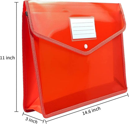 YoeeJob Plastic File Folders Legal Size 2 Pcs, Expandable Document Folder with Snap Button Closure, A4 Expanding File Wallet Envelopes Pouch with Label Pocket, Red