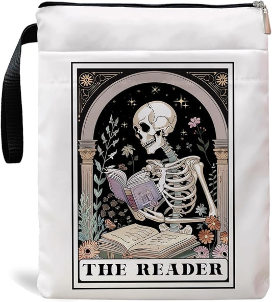 Book Sleeve, Book Sleeve with Zipper, Book Sleeve for Book Lovers, The Reader Tarot Card Book Sleeves, Book Pouch Kindle Protector, Gifts for Women Teacher Librarian Bookworm Bookish (White-C, Large)