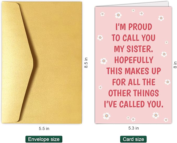 Chenive Funny Sister Birthday Card - Proud of You & Congratulations for Sis' Graduation & New Job