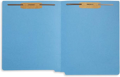 50 Blue End Tab Fastener File Folders - Reinforced Straight Cut Tab - Durable 2 Prongs Designed to Organize Standard Medical Files, Receipts, Office Reports - Letter Size, Blue, 50 Pack