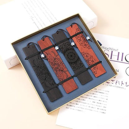 4 pcs Book Marks Set, Boho Book Markers, Bookmarks for Men Women Book Lovers Bookworm (Mandala Set)