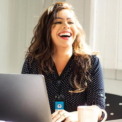 Giancomics Black ID Badge Holder with Lanyard, Lanyards for ID Badges with Badge Reel Retractable Heavy Duty, Lanyard with ID Holder Keychain Clip ID Card Holder for Teacher Women Men Work Office