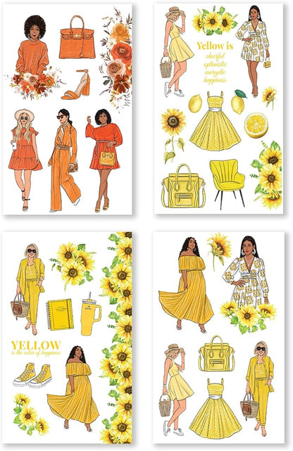 Rongrong Rainbow Girls Planner Stickers Book for Planners, Calendars, Journals – Aesthetic Premium Quality Hand Drawn – Scrapbook Stickers – 24 Pages