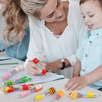 CZWZ 50Pcs Mini Multicolor Pens in One 4-in-1 Cute Pens Bulk for Kids, Ballpoint Pen for Birthdays and Children's Parties, Fun Pens Gifts Assorted Ink Kawaii Pens