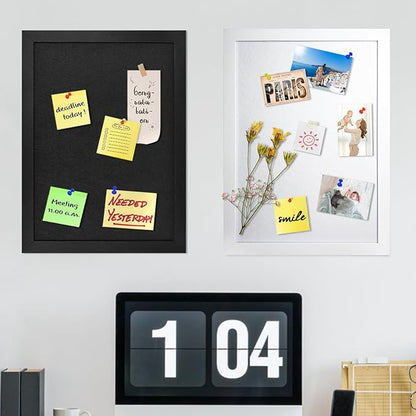 White Cork Board Bulletin Board, Pin Board Wood Framed Display with Felt, Cork Boards for Walls, Jewelry, Notes, Photos, Home, Kitchen, Office, School, 15"x11", Wood Framed(White) & Felt(White)