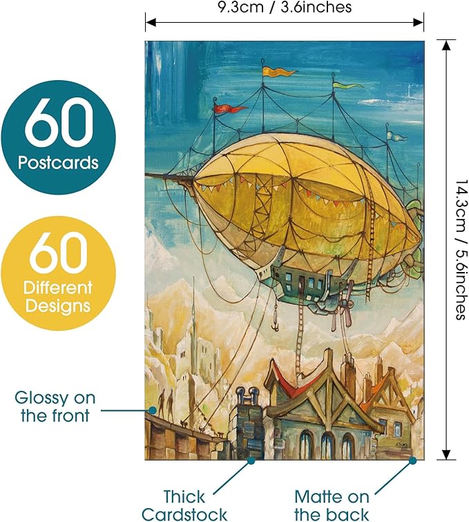 Gersoniel 60 PCS Vintage Collection Postcard Set Retro Style Botanical Butterfly Mushroom Nature and Ephemera Postcards for DIY Card Paper