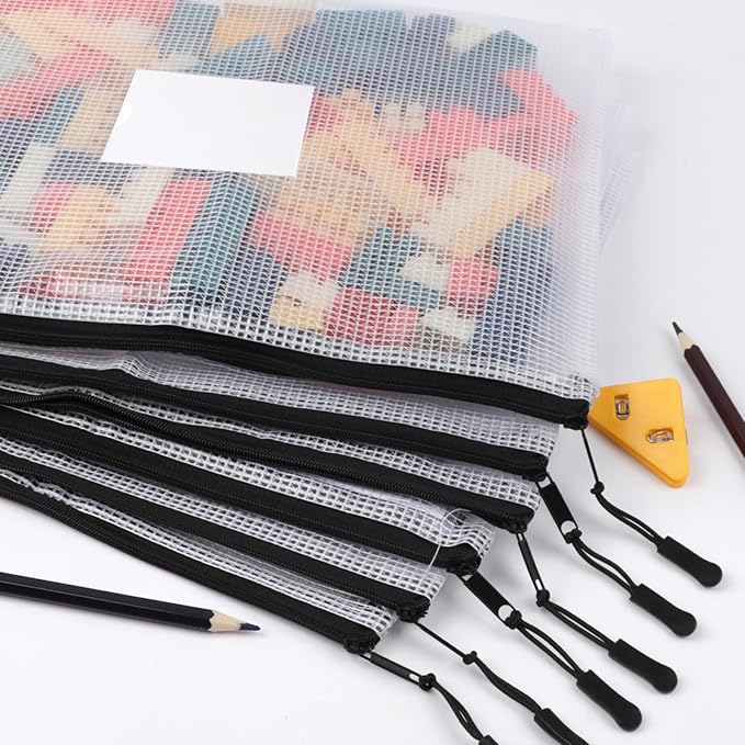 18 Pack A4 Mesh Zipper Pouch Bags, Zipper Pouches of Office Supplies, File Bags for Classroom Organization, Puzzles, Board Game Storage
