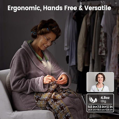 Glocusent Book Light, 3-Color & 6-Brightness Reading Light, Bendable Neck Light, 80-hr Lasting Rechargeable Lamp, Perfect Book Light for Reading in Bed, Knitting, Camping, Repairs(Green)