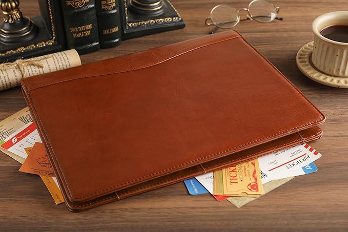 Genuine Leather Portfolio for Lefty, Leather Clipboard Custom Portfolio, Personalized Leather Binder, Legal Pad Portfolio Organizer Christmas Gift for His/Her (Clipboard, Oil Brown-Custom)