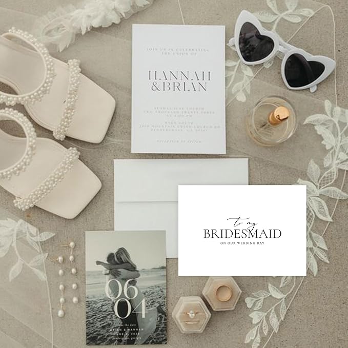 LADY&HOME To My Bridesmaid On My Wedding Day Card,Bridesmaid Thank You Card Wedding Day Bridesmaid Proposal (Black Foil,Bridesmaid)