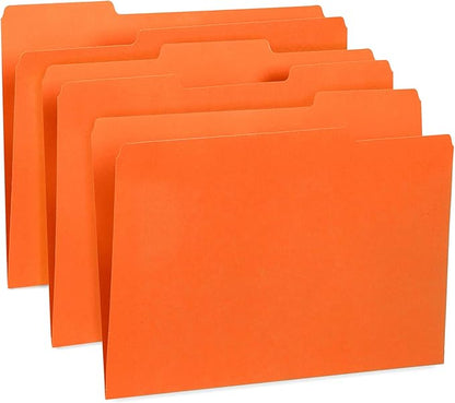 Blue Summit File Folders, Letter Size, 1/3 Tab, Orange, Great for Organizing and Easy File Storage, 200 Per Box