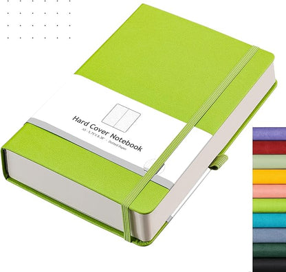 AHGXG Bullet Dotted Journal - 320 Numbered Pages Dot Grid Notebook A5 Thick Journal, 100gsm Thick Dotted Paper, Leather Hardcover,Inner Pocket, 5.75'' × 8.38'' - GrassGreen