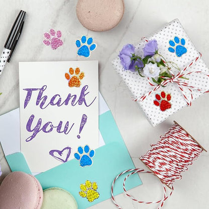 Paw Print Stickers,1.5" Holographic Shiny Bear Paw Print Stickers,Dog Puppy Paw Stickers Bear Paw Stickers with Perforation Line (500 PCS,Blue)