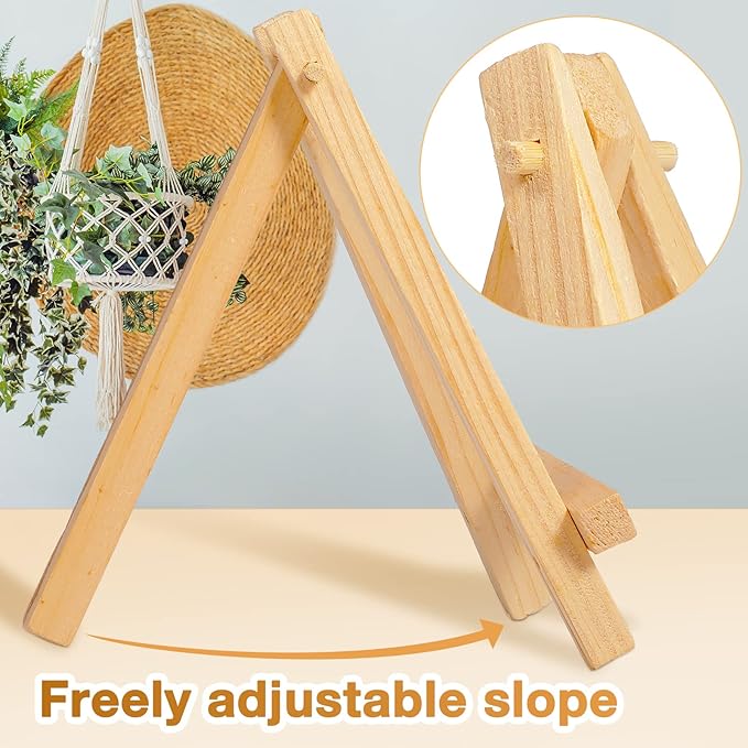 100 Pieces Mini Wood Easel Stands Small Wooden Canvas Easels Display Art Craft Tripod Painting Tabletop Holder for Artist Crafts, Business Cards, Photos, Gift(5 Inch)