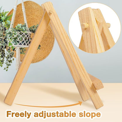 100 Pieces Mini Wood Easel Stands Small Wooden Canvas Easels Display Art Craft Tripod Painting Tabletop Holder for Artist Crafts, Business Cards, Photos, Gift(5 Inch)