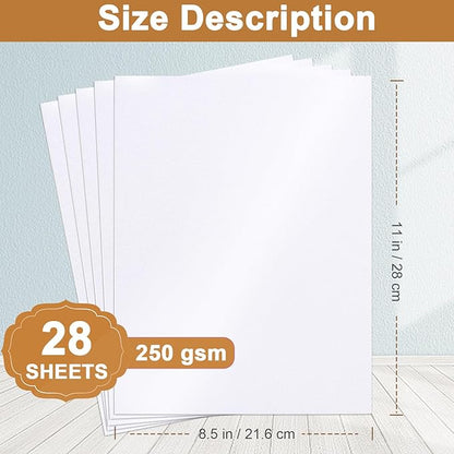 28 Sheets Shimmer White Cardstock 8.5 x 11 Craft Paper, 250gsm/92lb Premium Heavyweight Paper Card Stock for DIY Card Making, Business Cards, Wedding Invitations, Menus, Office