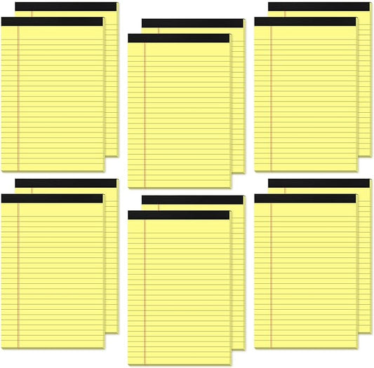 12 Pack Small Yellow Legal Pads 5x8 Note Pads 5x8 College Ruled Yellow Notepads 5x8 Narrow Ruled Yellow Paper Pads 25 Lines 80 GSM Small Paper Tablets 5x8" Lined Notepad With 30 Sheets Per Legal Pad