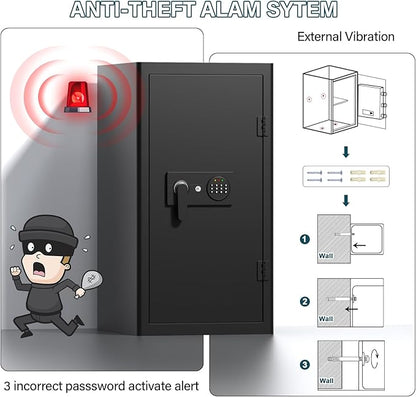 5.0 Cuft Fireproof Document Safe Box : Home Safe Fireproof Waterproof With Removable Drawer & Shelf Programmable Keypad Smart Alert Security Digital Office Safe Box For Money Jewelry