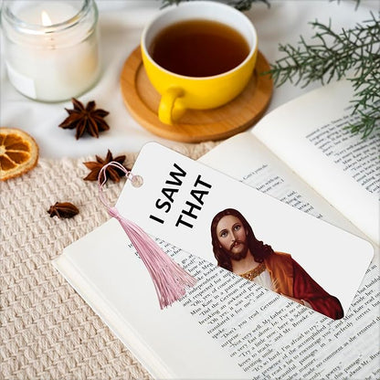 8 Pack Peeking Jesus Bookmark, Peeking Jesus is That Smut Bookmark, Peeking Jesus I Saw That Bookmark, Whatcha Doin'? (Pink)