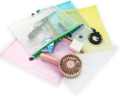 AUSTARK 20 Pcs Zipper File Bags, Plastic Mesh Pouch, Board Game Storage Bag, Waterproof Bags for Office School (B5 Size 11.4''x8.2'', Multicolored)